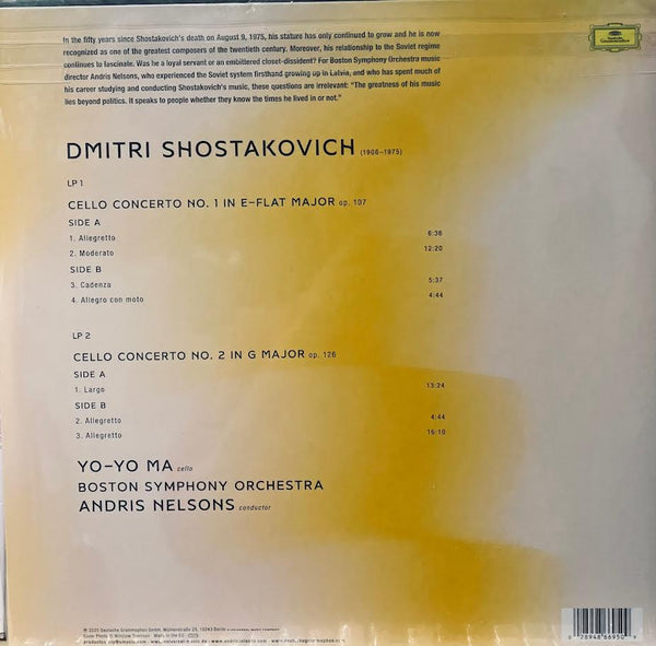 YO-YO MA & BOSTON SYMPHONY ORCHESTRA - SHOSTAKOVICH CELLO CONCERTOS (2 X VINYL) MADE IN EU