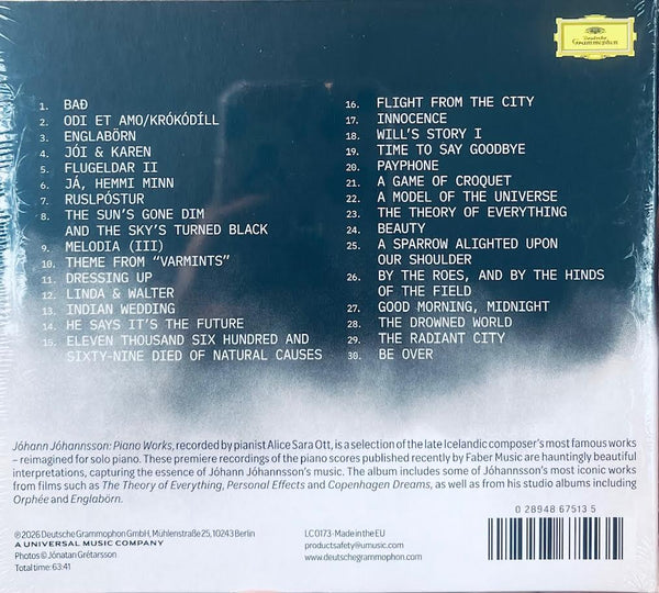 ALICE SARA OTTO - JOHANN JOHANNSSON PIANO WORKS CD
