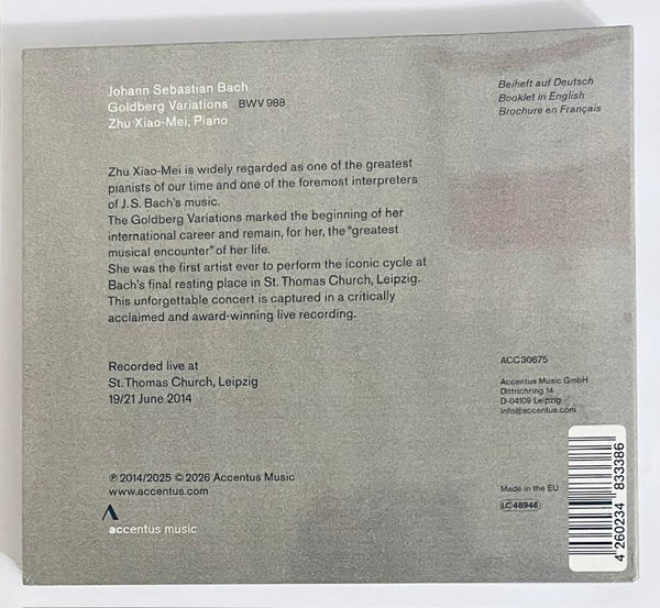 ZHO XIAO MEI - 朱曉玫 BACH GOLDBERG VARIATIONS IN CONCERT 2014 CD