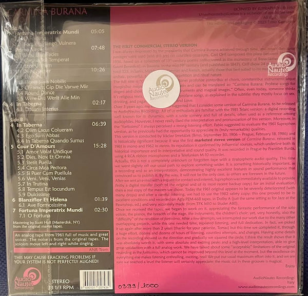 CARL ORFF - CARMINA BURANA (VINYL) LP