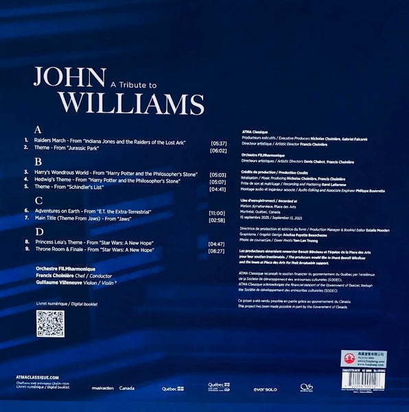A TRIBUTE TO JOHN WILLIAMS -  Orchestre FILMharmonique / Francis Choinière  45 RPM ( 2 X VINYL) LP