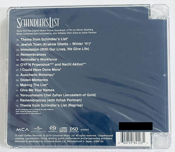 SCHINDLER'S LIST - JOHN WILLIAMS  O.S.T  (SACD) CD MADE IN JAPAN