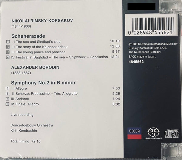 RIMSKY-KORSAKOV: SCHEHERAZADE, SYMPHONY NO2 IN B MINOR (SACD) MADE IN JAPAN