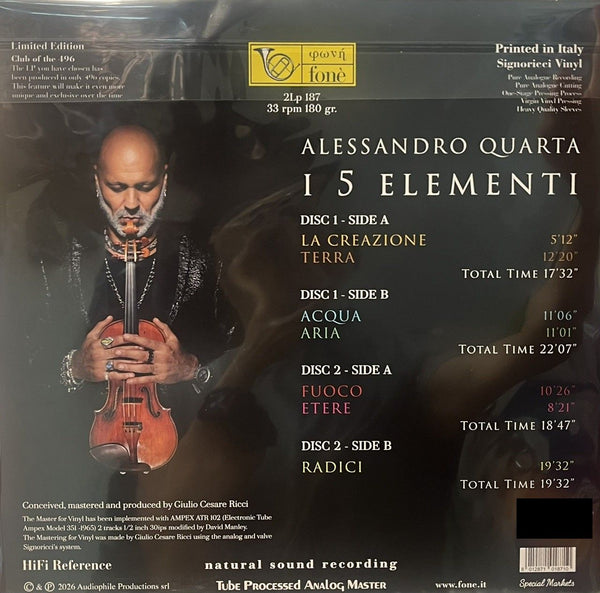 ALESSANDRO QUAARTA - 15 ELEMENTI ( 2 X VINYL) LP