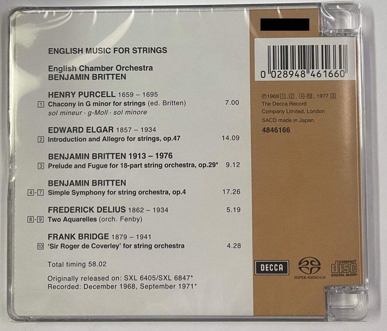 THE BRITTEN CONDUCTS ENGLISH MUISC FOR STRINGS (SACD) MADE IN JAPAN ...