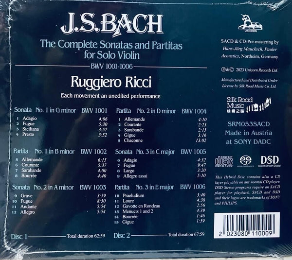 RUGGIERO RICCI - J.S BACH THE COMPLETE SONATAS (2 X SACD) MADE IN AUSTRIA