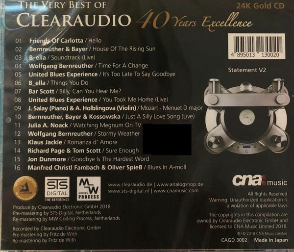 THE VERY BEST OF CLEARAUDIO 40 YEARS EXCELLENCE (24K GOLD CD) MADE IN JAPAN