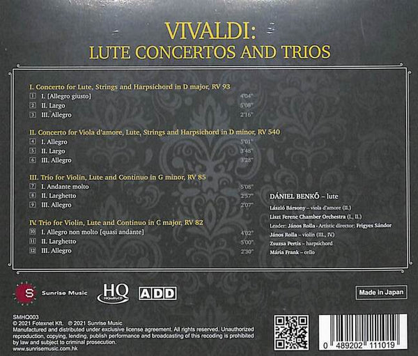 VIVALDI - LUTE CONCERTOS & TRIOS (HQCD) CD MADE IN JAPAN