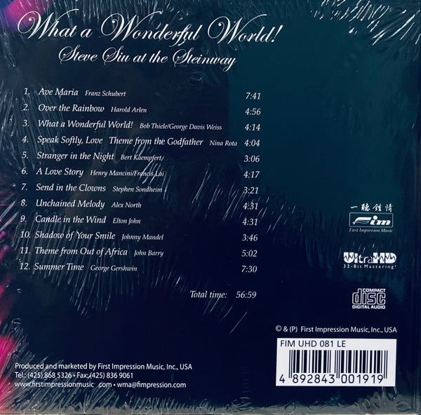 STEVE SIU - AT THE STEINWAY WHAT A WONDER WORLD  (ULTRA HD) CD