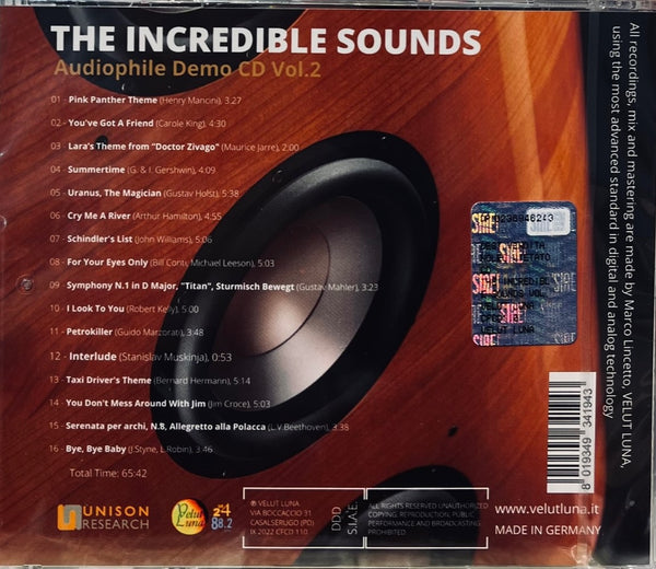 THE INCREDIBLE SOUNDS AUDIOPHILE DEMO VOL 2 - VARIOUS ARTISTS (CD) MADE IN GERMANY