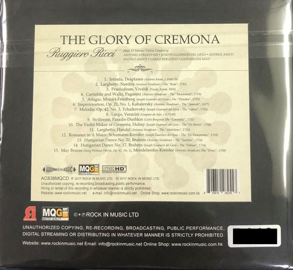 THE GLORY OF CREMONA - RUGGIERO RICCI (MQGCD) CD